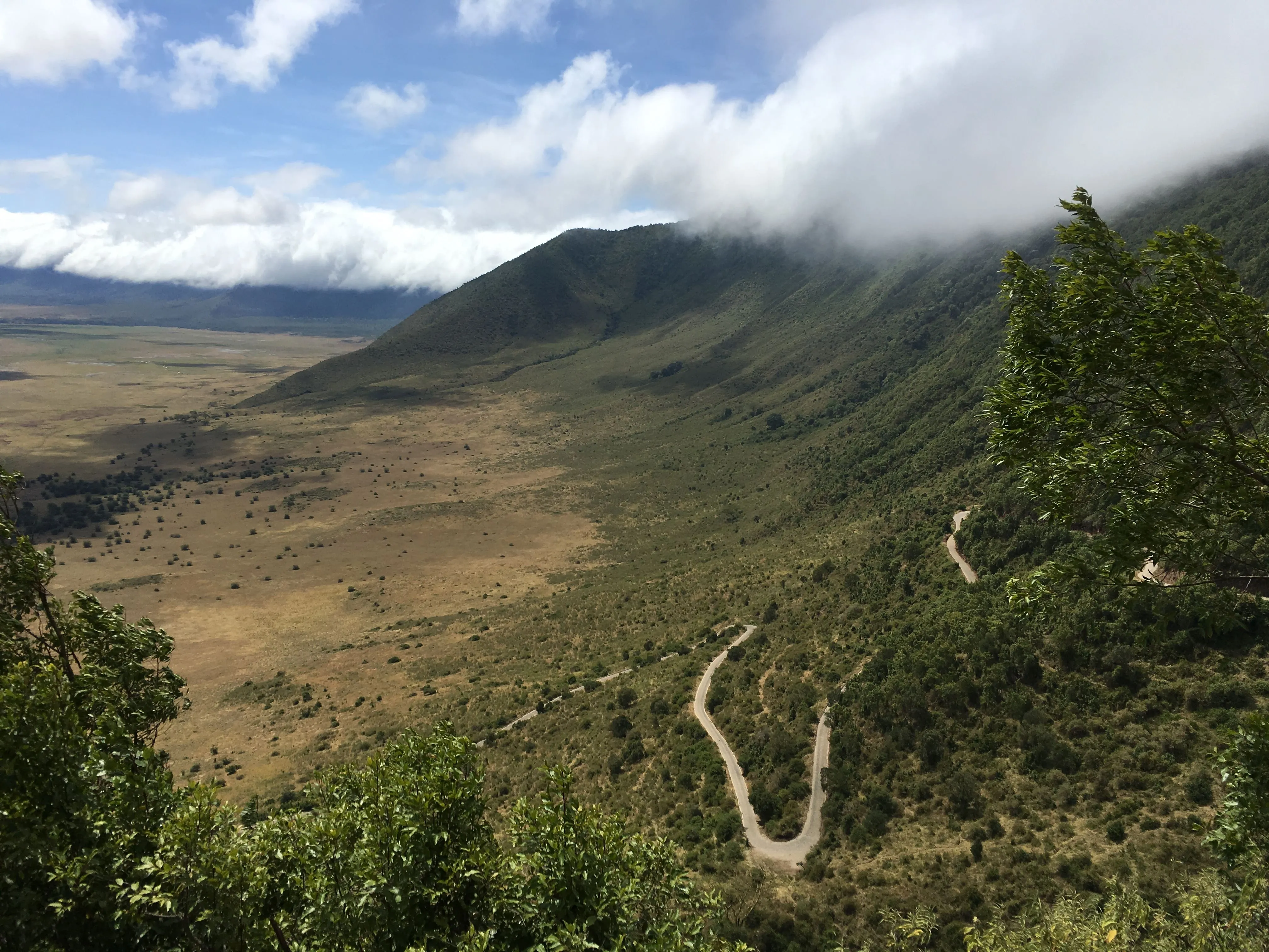Clouds wrapping around the rim of Ngorongoro Crater
